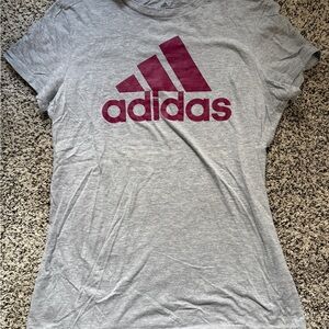 Adidas Gray Tee with Maroon Logo
